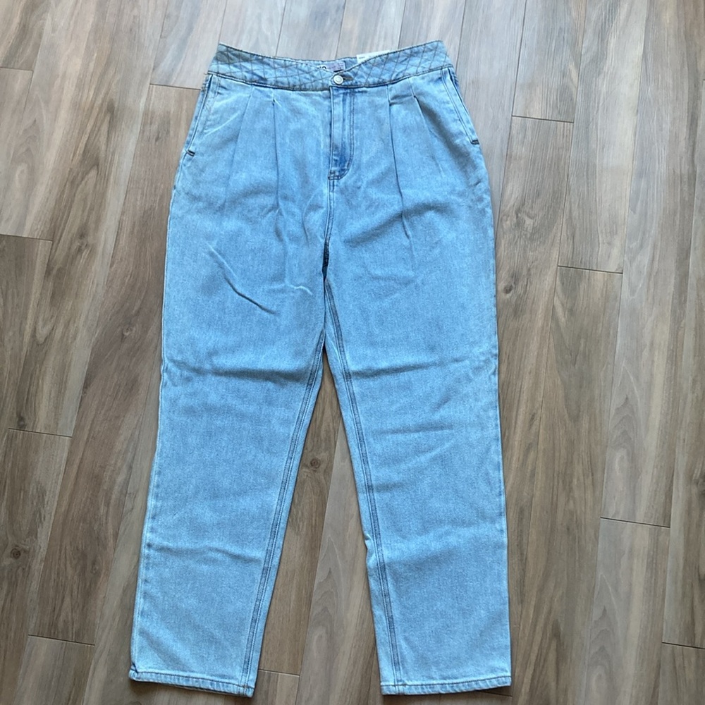 So Super high rise straight woven denim jean pant quilted design waistband 13 31